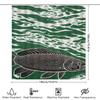 Modern Boho Style Fish Print Shower Curtain Waterproof Fabric For Bathrooms In Green White Camouflage Design