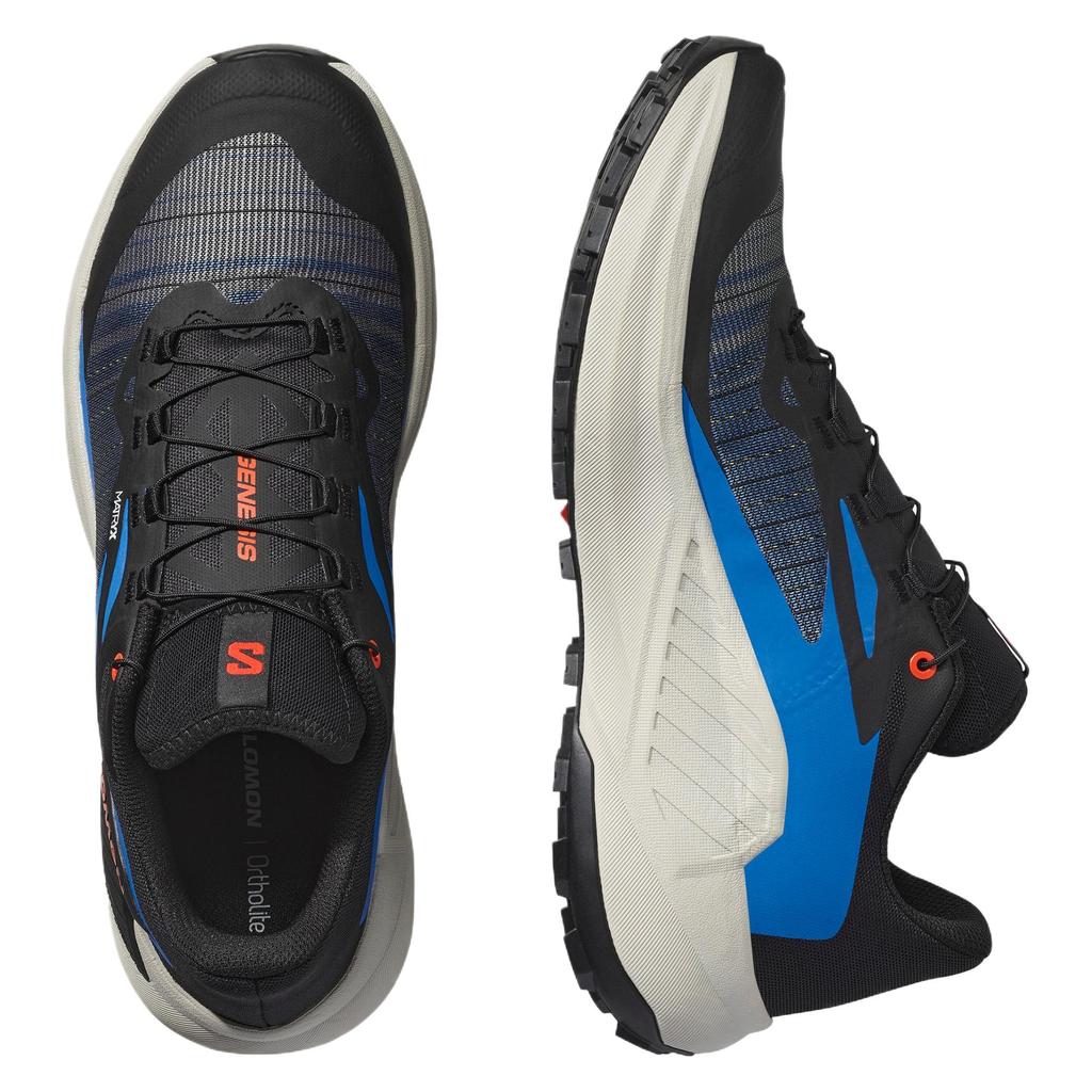 SALOMON Genesis Fashion Fabric Synthetic Leather Cushioning Low Top Running Shoes Men Sneaker Black Blue Red 478077