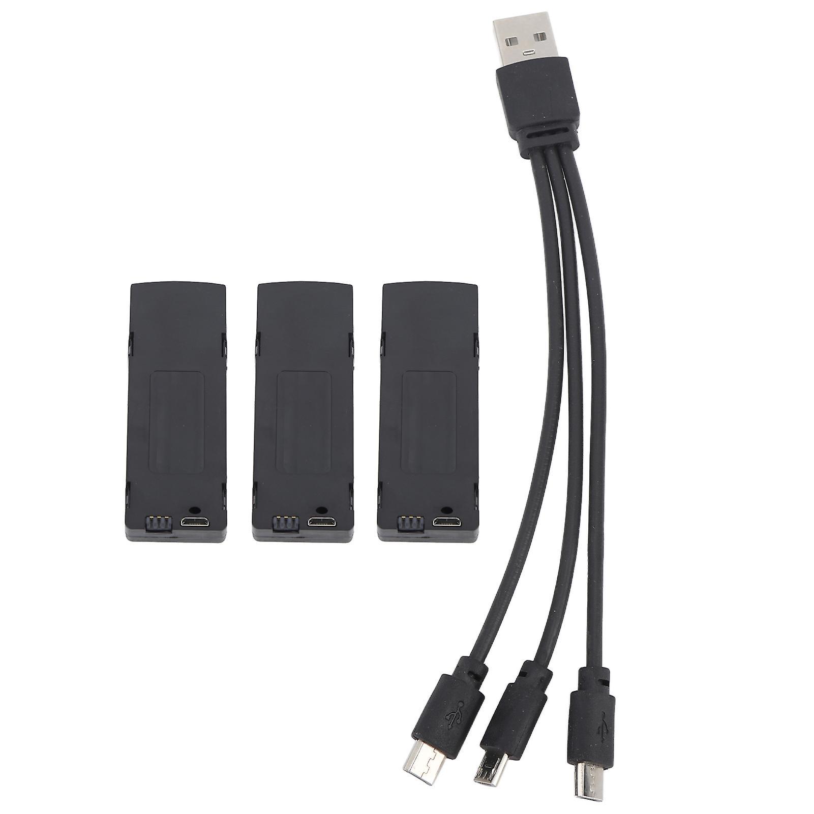 3 Stück 3,7V 3600mAh RC Drohnen Lithium-Akku mit 3-in-1 Ladekabel Mini Falt Drohnen Akku Ersatz für E88 KY603 KY605 K7