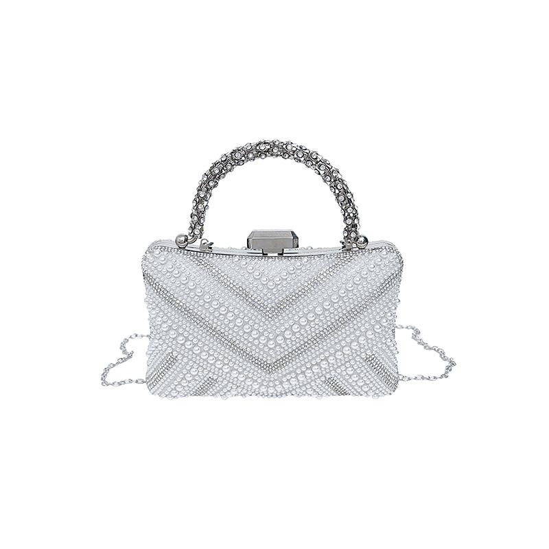 Women's Chain Shoulder Bag – Pearl Evening Clutch, Fashion Crossbody Purse, Elegant Handbag for Party, Wedding, Prom