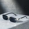 Fashionable Retro Square Unisex Frameless Sunglasses UV Protection Street Style Versatile Slimming Design for Men And Women