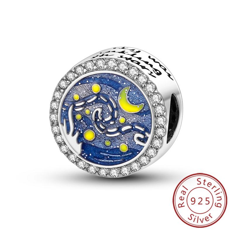 Copper Charms Beads Love Heart Lucky Stars Plane Blue Zircon Charms Pendants Fit Bracelet Charm Women Jewelry
