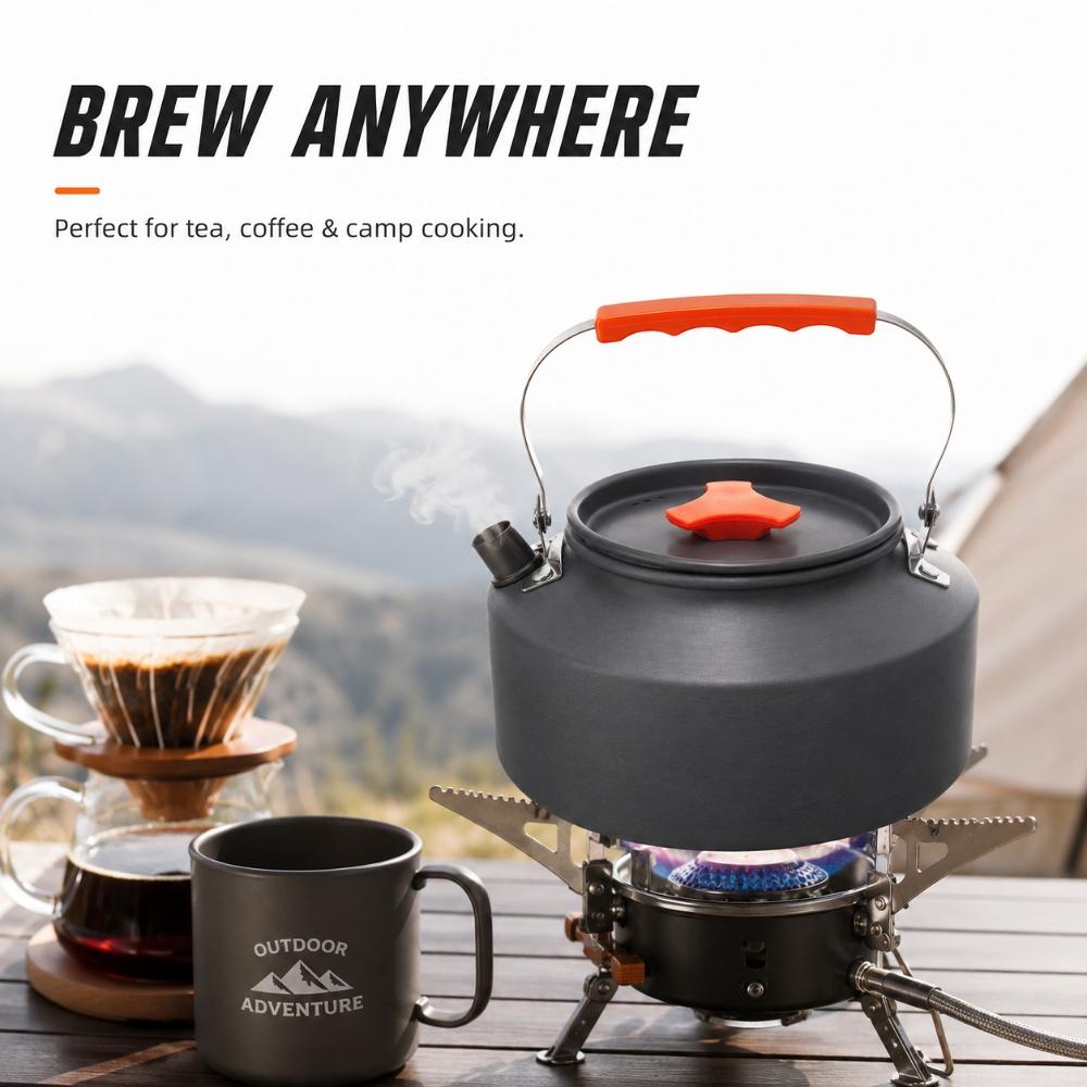 1.1l Camping Water Kettle Outdoor Coffee Pot Lightweight Aluminum Alloy Portable Hiking Picnic Travel Boiling Cookware Brew Gear