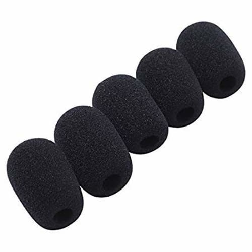 GONKISS Microphone Sponge Windscreen for Small Microphones, 10mm Diameter, Broadcast, 5-Pack, Black