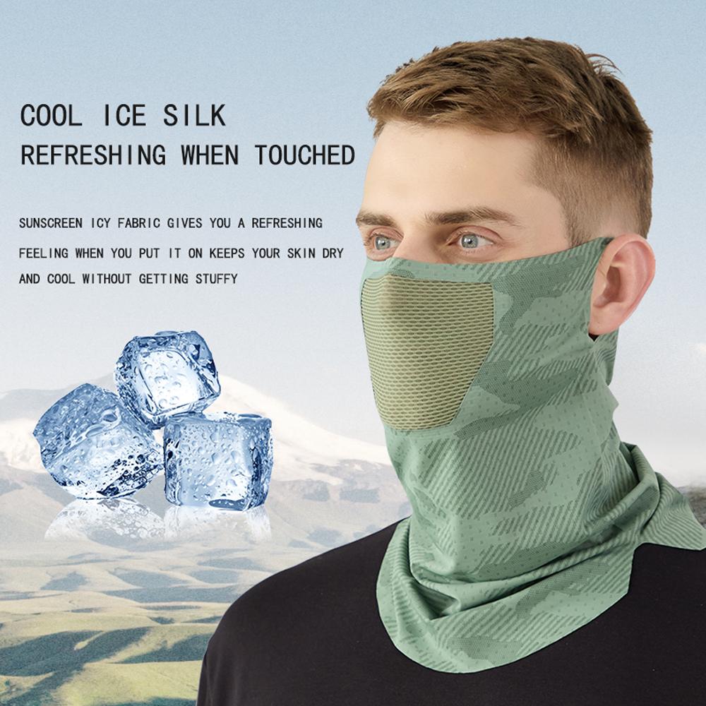 Solskydd Ansiktsmask Andningsbar Nät Halsduk Mask Scarf Isilke Utomhusmask Körning Cykling Elastisk Hängande Öronmask