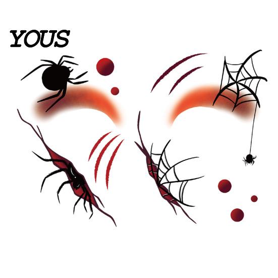 Skin Friendly Temporary Face Art Halloween Tattoo Stickers, Waterproof Scary Makeup Decals for Party, Kits Adults Wound Scar Body Kids Water Transfer
