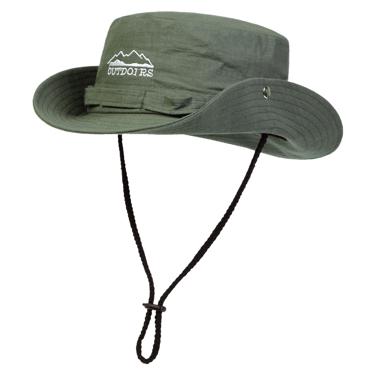 

Унисекс НА ОТКРЫТОМ ВОЗДУХЕ Горный хребет Вышитая панама Кепка рыбака Кепка для путешествий на открытом воздухе Солнцезащитные шляпы для мужчин и женщин Панама армия зеленый