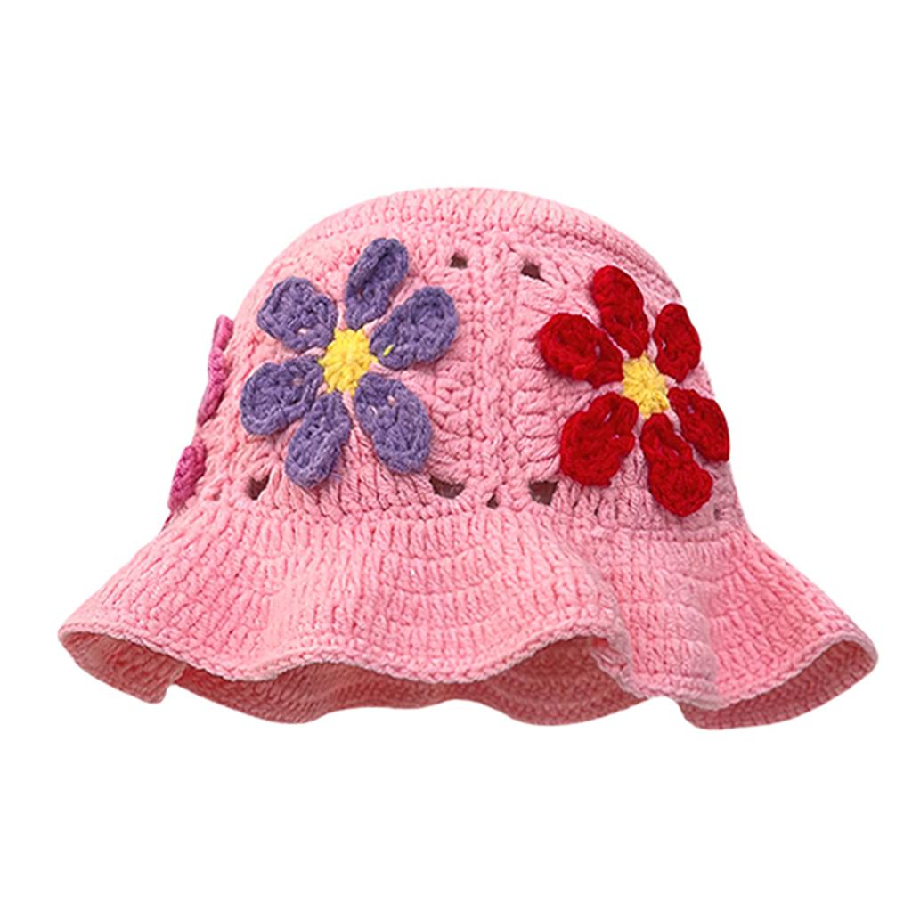New Crochet Hat 2024 Fashion Colorful Woolen Hat Women's Autumn and Winter Cute Handmade Plush Hat Knitted Fisherman Bucket Hats