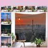 High-quality Polyester Tapestry With Nordic Paris Eiffel Tower Landscape Design For Room Transformation