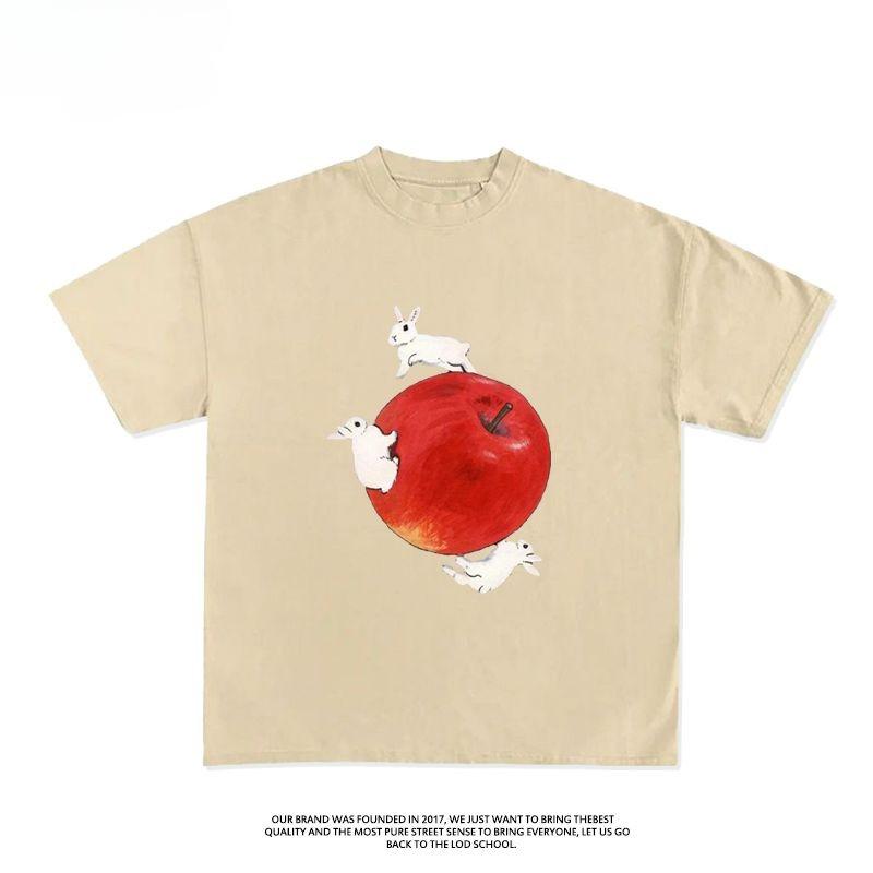 European and American Style Artist Illustration Rabbit Niche Design Short-sleeved T-shirt Men's and Women's Half-sleeved Summer