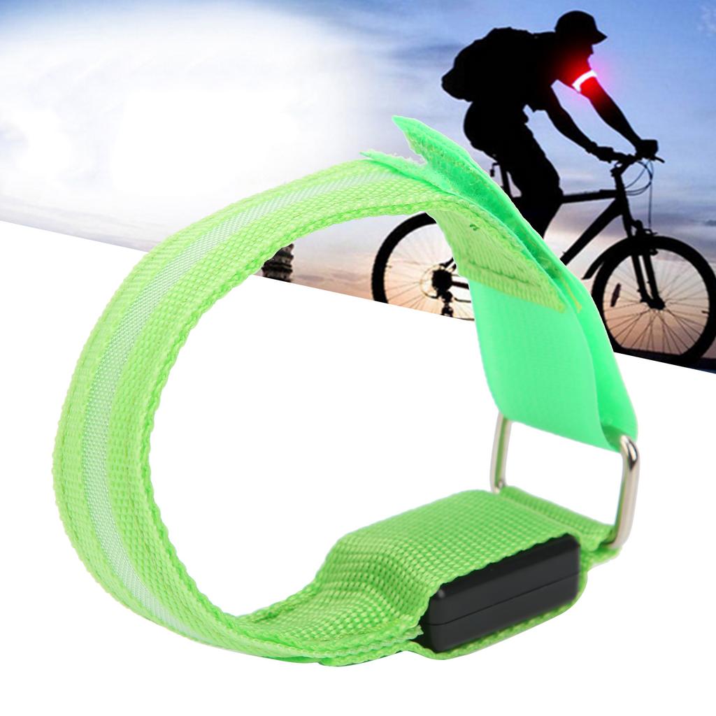 Outdoor Running LED Armband Adjustable Flashing Wristband Cycling Light Up BraceletGreen