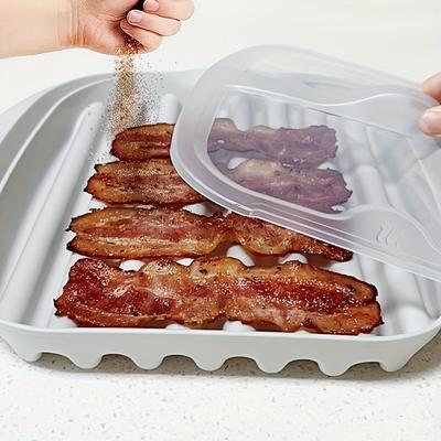 Microwave Bacon Cooking Tray Drainage Design for Fatty Bacon Sauces PP Material Holiday Kitchen Essential Christmas Halloween