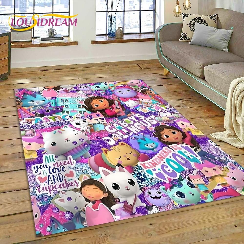 Cartoon Cute Gabbys Dollhouse Girl Carpet Rug for Bedroom Living Room Home Sofa Decoration,Children Game Large Decor Floor Mat