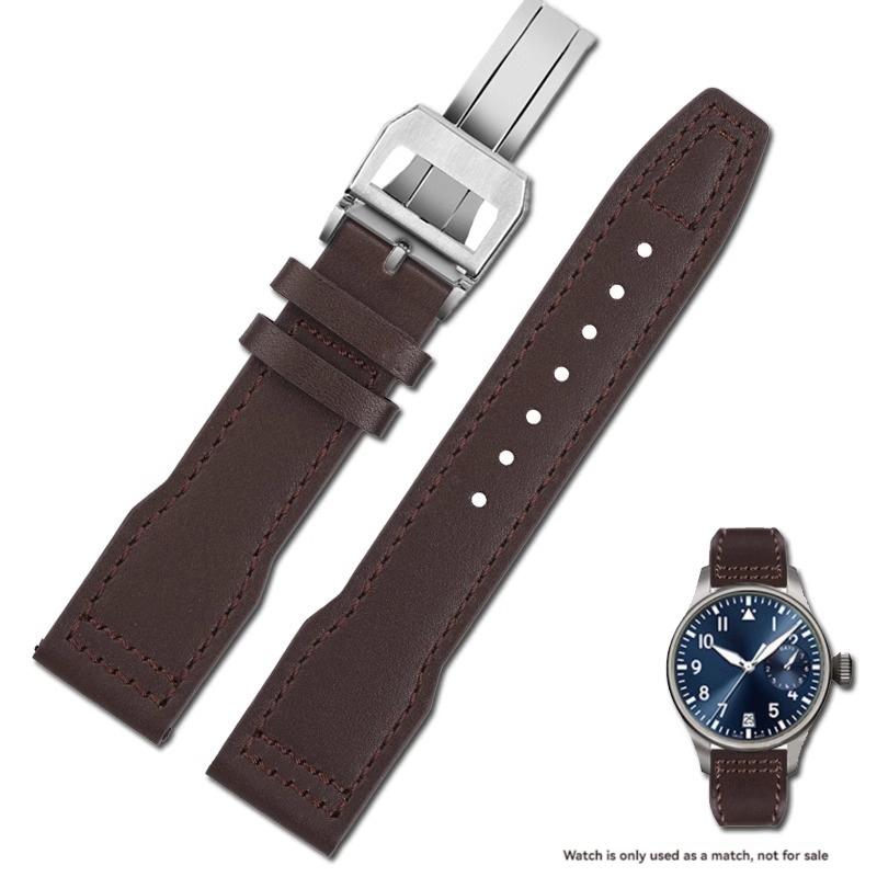 Für IWC Flieger Kleiner Prinz Mark 18 Serie Bronze Spitfire Fighter Armband 20mm 21mm Rindsleder Armband Herren Kalbsleder Armband