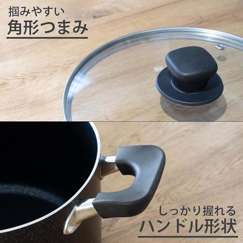 [Online Exclusive] Pearl Metal 21cm Marble Diamond Stockpot with Glass Lid, Induction Compatible, AZ-7121