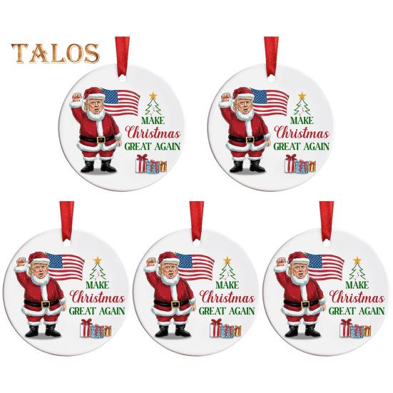 1/2/3/5/10Pcs Trump 2024 Christmas Ornament Make Christmas Great Again Santa Ornament Hanging Holiday Decoration for Supporters