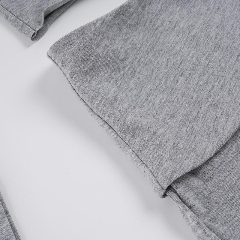 American Casual Off-Shoulder Long-Sleeve Hoodie Waist-Cinched Sportswear Set
