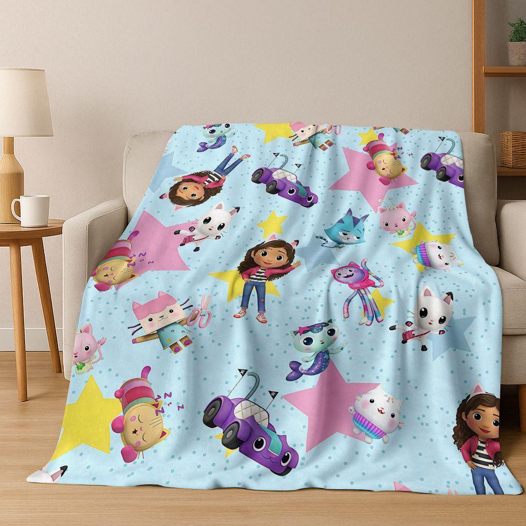 2026 New Cartoon Gabbys Dollhouse Girl Gift Flannel Blanket,Warm and Cozy Soft Throw Blanket for Home Bedroom Bed Sofa Cover Kid