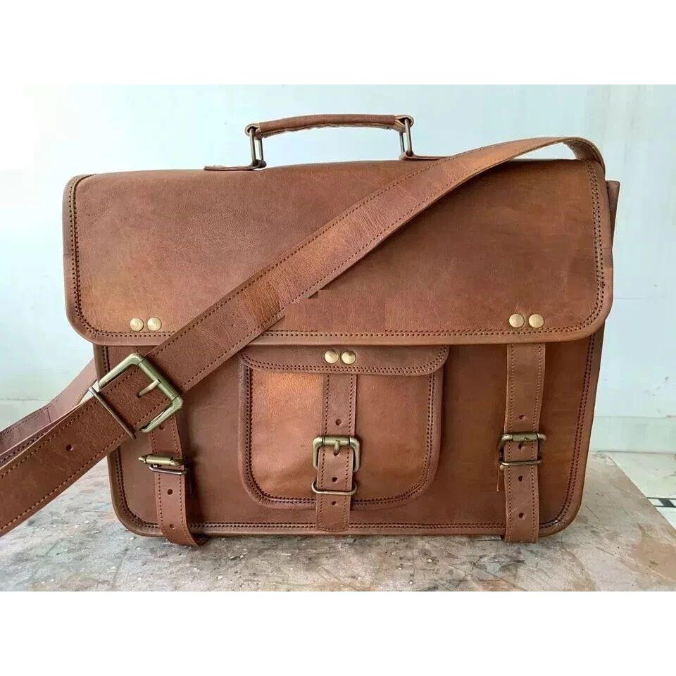 Genuine Leather Laptop Messenger Handmade Satchel Shoulder Bag