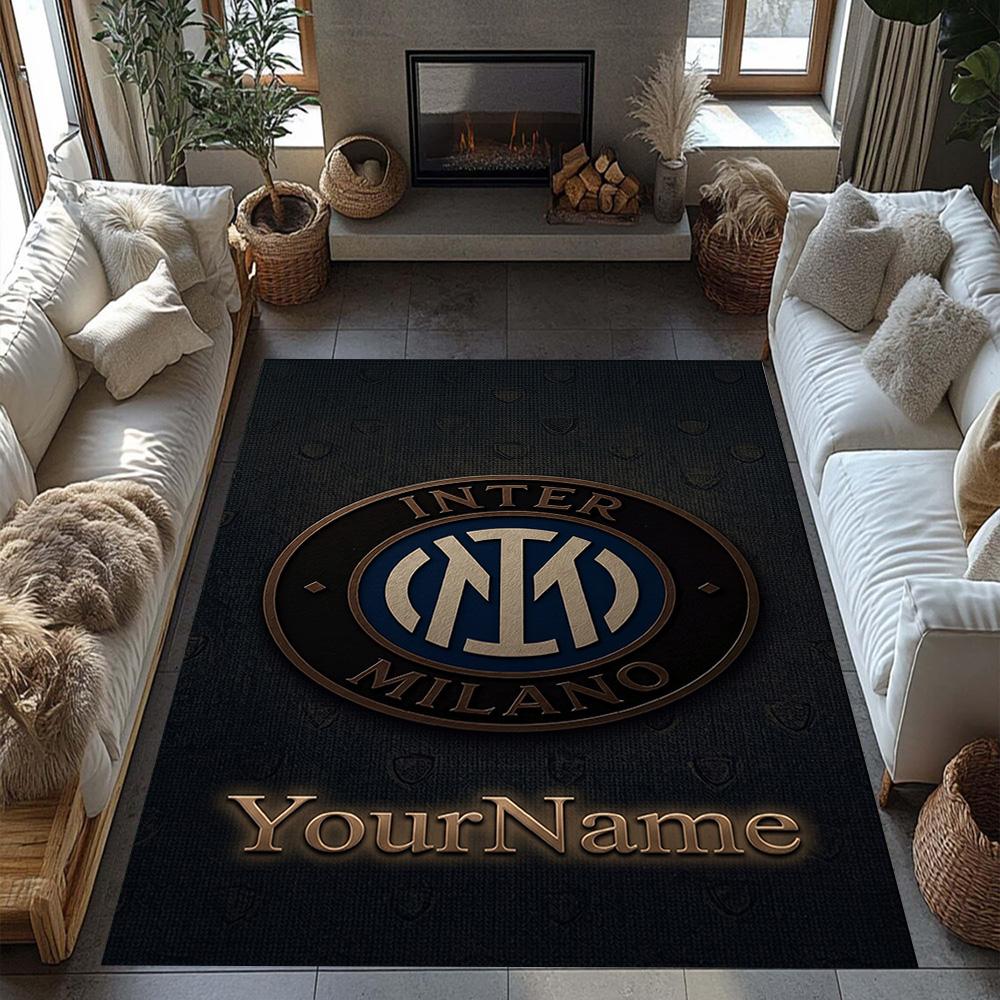 Inter Milan Customizable Name Area Rug Perfect for Study room Game Room Dormitory Balcony Anti-slip Rug Office home decor Best for Christmas