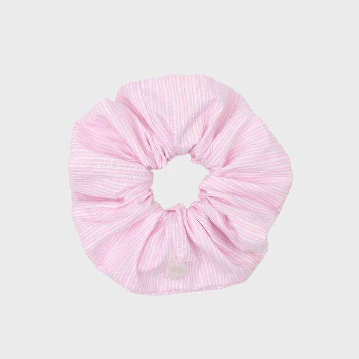 Aube nuit Heart Button Striped Hair Scrunchie Pink M