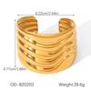 18k Gold Stainless Steel Wide-Face Open Bangle – Non-Fading, High-End Statement Bracelet.