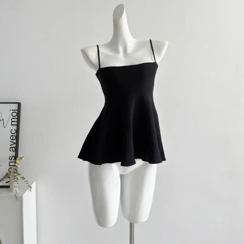 Neues solides Tube Top Camisole Damen Sommer Slim Süßes Mädchen Rock Ärmellos Temperament Gestricktes Top