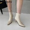 Autumn Winter High Heel Woman Ankle Boots Shoes Fashion Pointed Toe Shoes Ladies Modern Short Botas Para Mujer