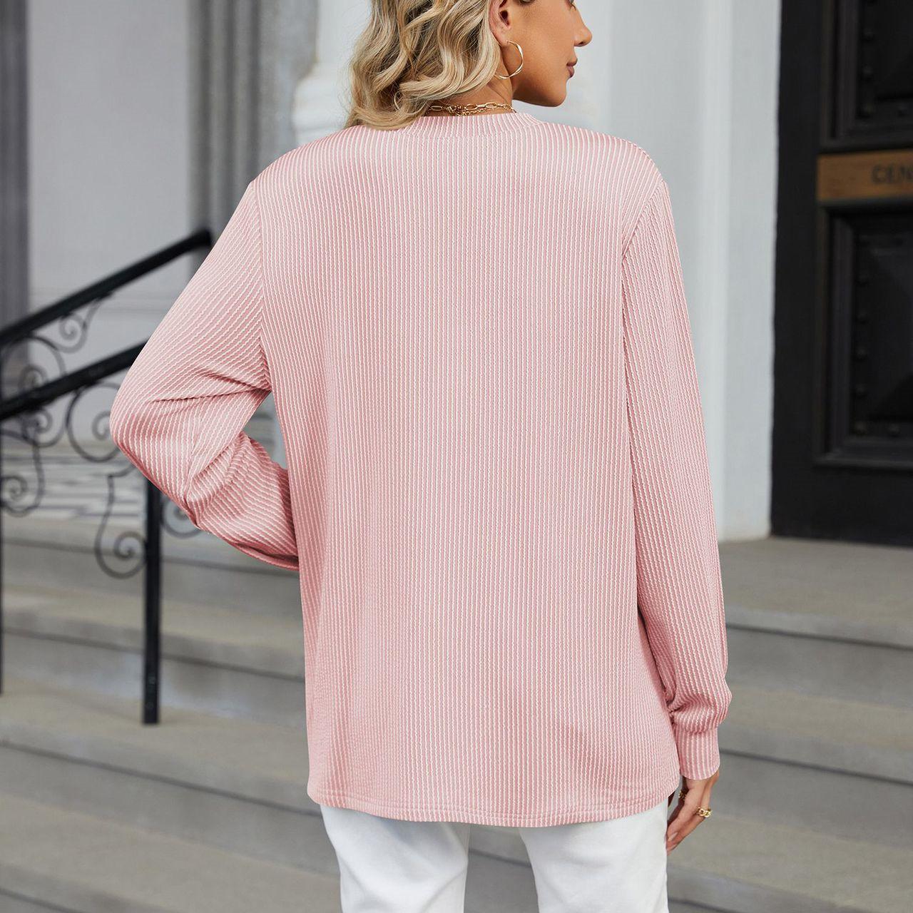 HNXC Женская мода Повседневная осень-зима Однотонные принты Длинные рукава V-образный — фото 3