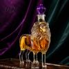 Sophisticated Liquor Serving Set Glass Lion Whiskey Decanter, Shape Dispenser, Unique Spirits Storage Royal Animal Theme Barware Bottle, Bar