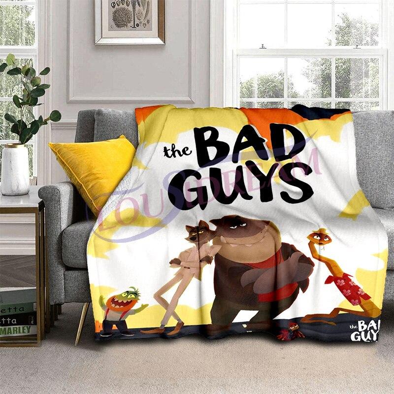 The Bad Guy Blankets Super Soft Cartoon TBG Flannel Blanket Warm Lightweight Kids Bedding Sofa Sofa Chairs All Seasons