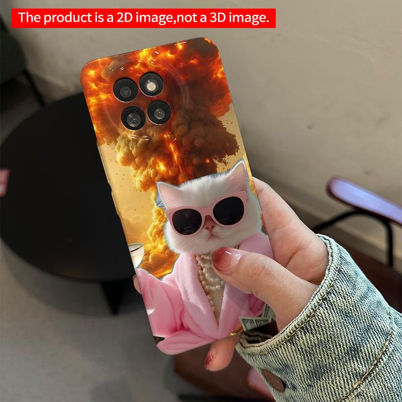 2DFlat Xiaomi Redmi phone caseChill Cat with Explosion Backgroundsuitable for Redmi Note 11 12 13 14 A3 K80 15 17 Ultra