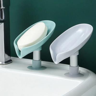 Originality Leaf Shape Shower Soap Box Draining Kitchen Soap Dish Holder Punch Free Suction Cup Modern Bathroom Accessories
