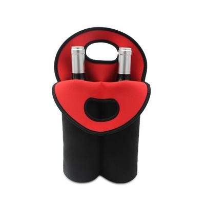 Practical 2 Bottles Wine Cooler Bag Insulated Non-slip Water Bottle Cover with Handle Neoprene Drink Bottle Holder Travel