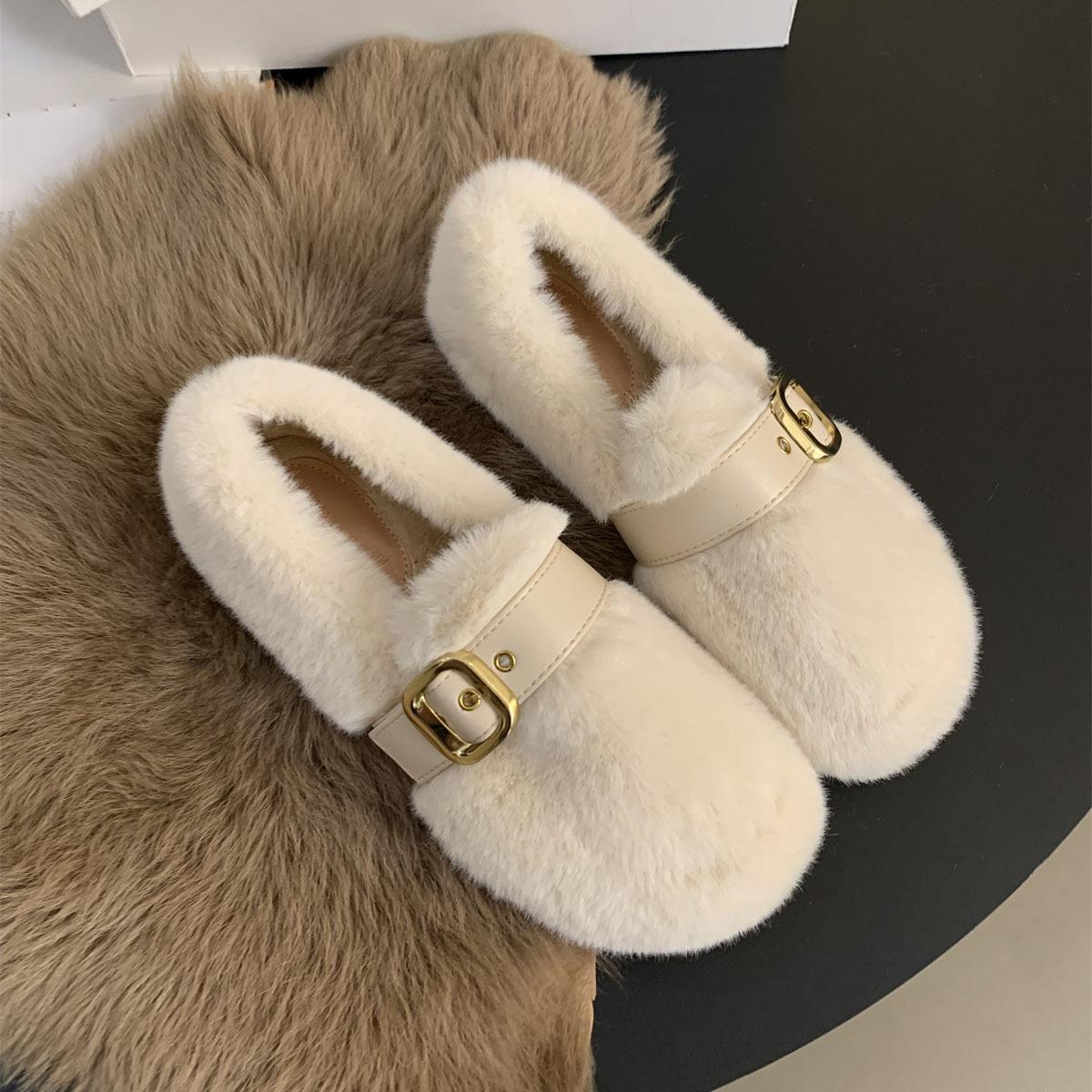 

Туфли на одном педале из искусственного меха норки, женская верхняя одежда, интернет-знаменитость, корейская версия, мягкие плоские туфли-бини, женские зимние бархатные хлопковые туфли 39