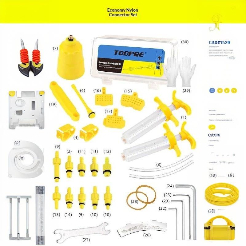 Hydraulic Disc Brake Bleed Kit Multi-size Adapters Portable Drop-resistant Case for  Road Bike Maintenance