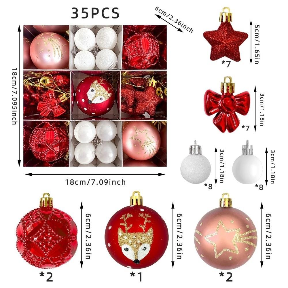 35Pcs/Set Creative Christmas Ball 6CM Xmas Ornament Ball Durable Xmas Baubles  Scene Supplies