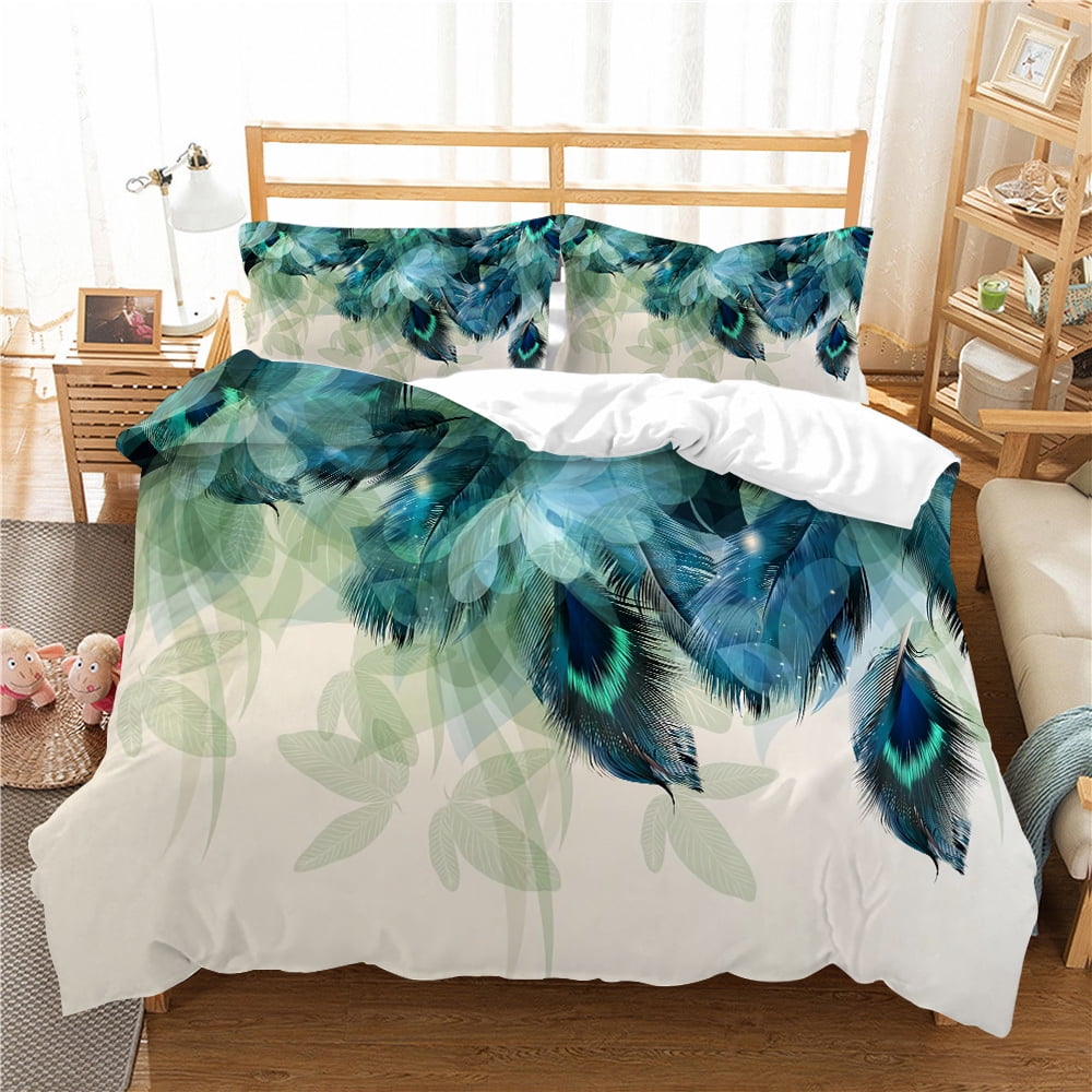 

Feather Duvet Cover Sets for Kids Teens Queen Lightweight Quilt Covers Fluffy Dreamy Pattern Bedding Sets Bedroom Decor No Quilt (135x200cm)