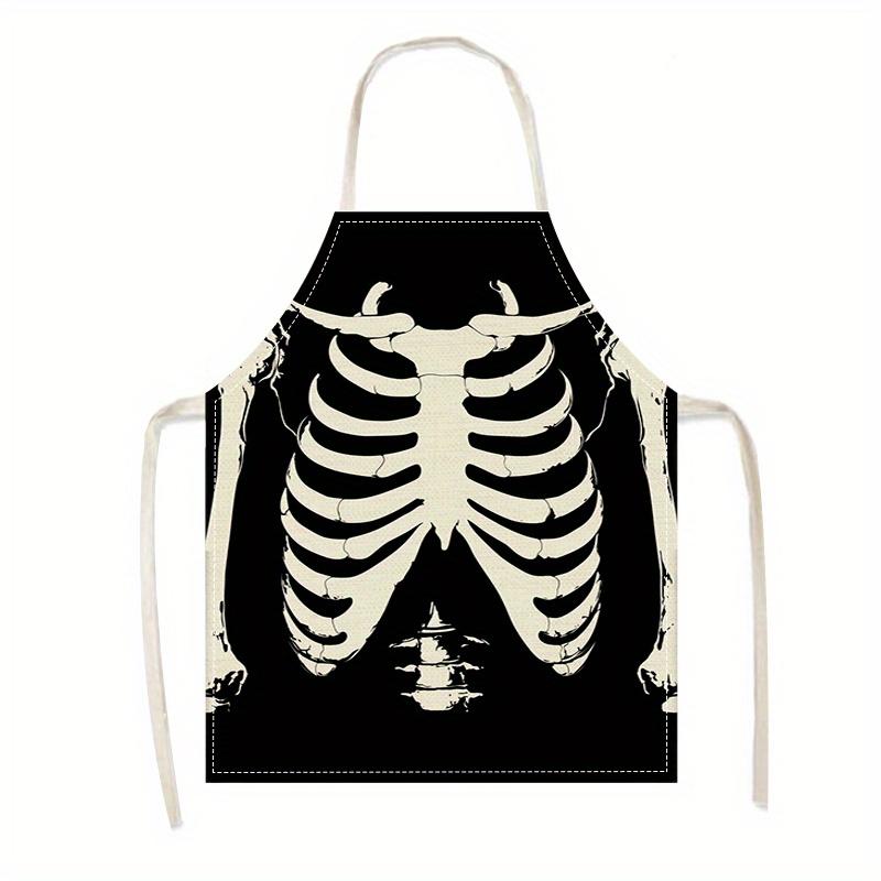 

1pc Linen Kitchen Apron, Home Work Apron, Women Men BBQ Halloween Elements Style 38X47cm(15X19in)