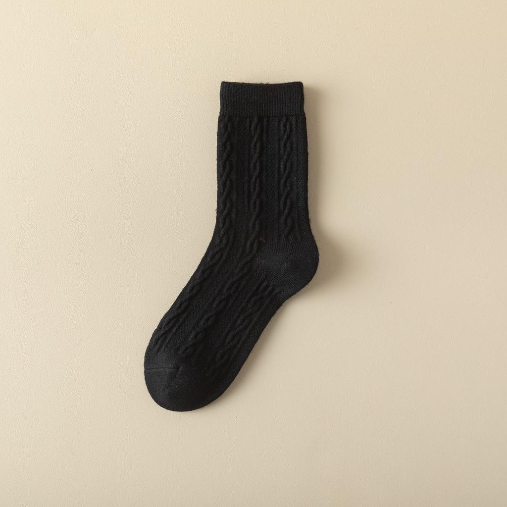 2/3/5 Pairs Autumn and Winter Women's Wool Socks Solid Color Thick Warm Socks Soft and Comfortable Socks