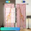2pcs Pink Giraffe Background Printed Curtain for Home Decor - Rod Pocket Window Treatment for Bedroom, Office, Kitchen