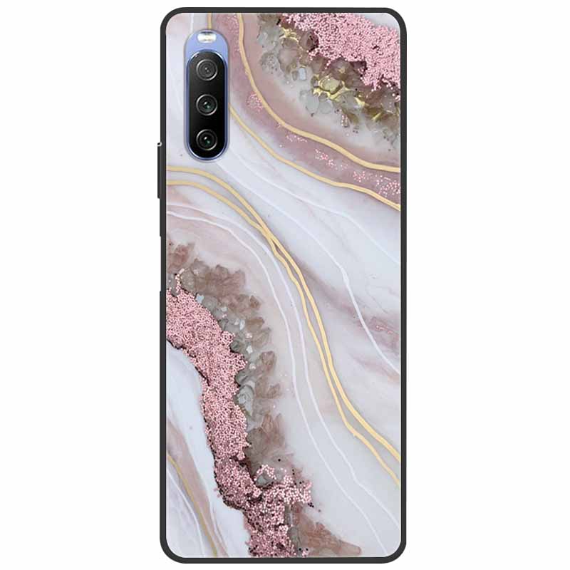 Soft Cover For Sony Xperia 10 III /5 III /1III Case Silicone Painted Marble Cat Funda Cover for Sony Xperia 1 II /10 II /5 Coque