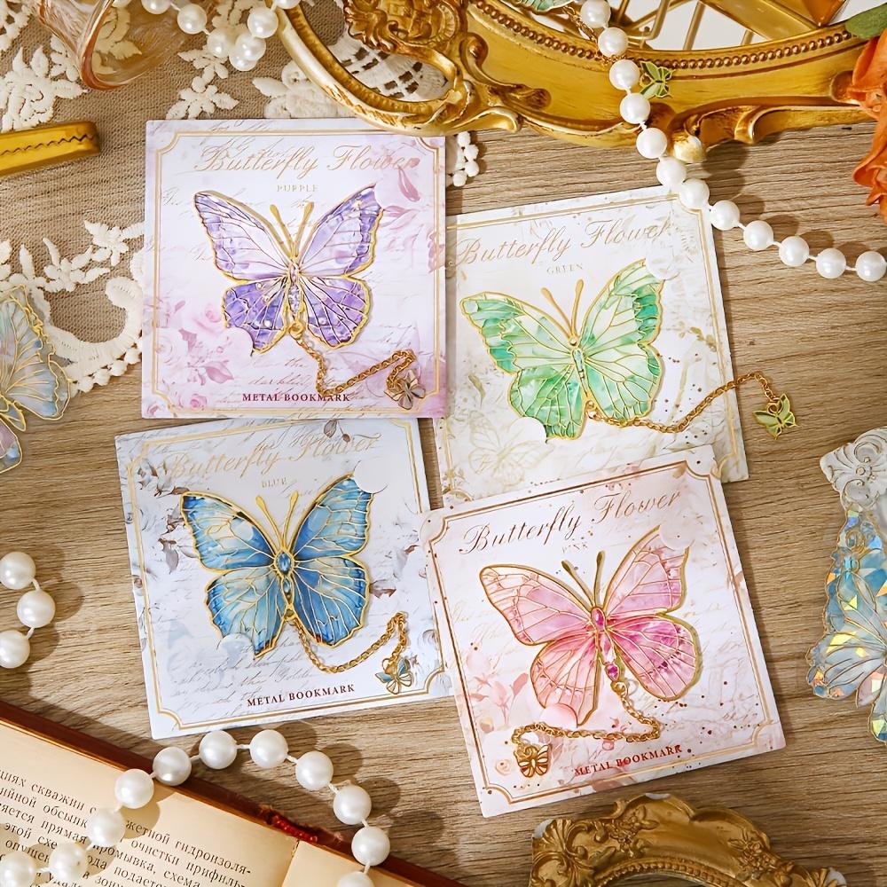 One Piece of Stylish Metal Bookmarks Featuring A Vintage Butterfly Design, Complete with A Chain and An Elegant Tassel Pendant