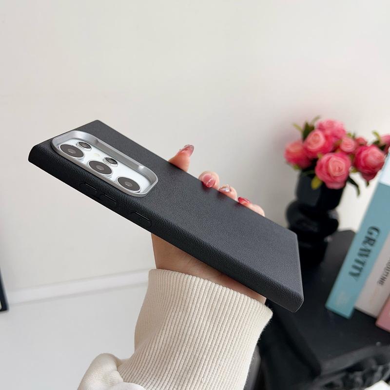 Tpu Soft Square Shockproof Shell for Samsung S25 S24 S22 Ultra S23 S21 S20 Fe A55 A54 A53 A52 A35 A34 A16 A15 Solid Color Leather Texture Slim Cover