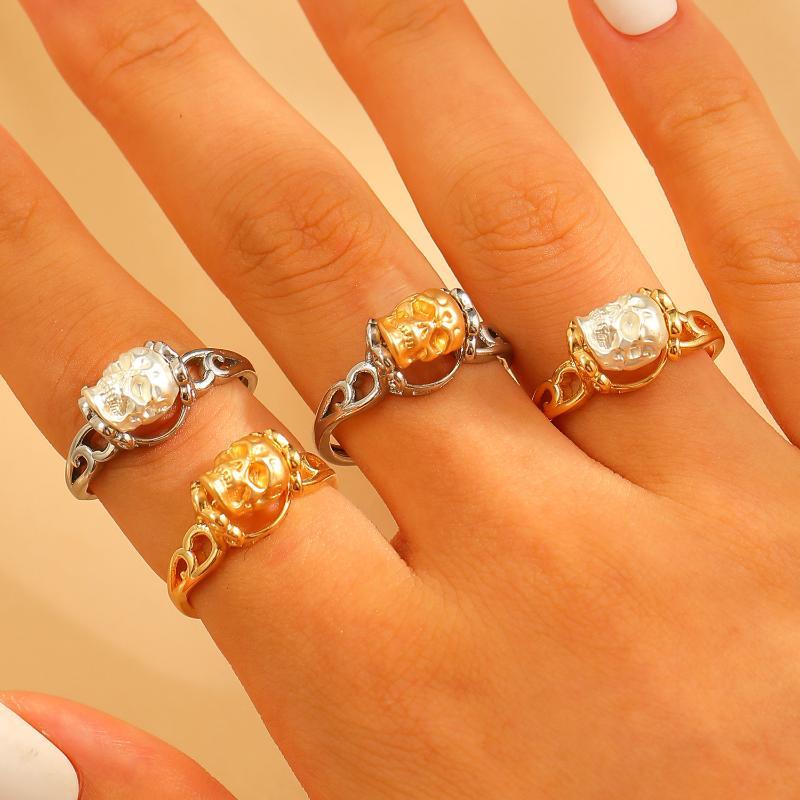 Gothic Dark Style Color Blocked Skull Ring For Men And Women Daily Charming Jewelry Gift