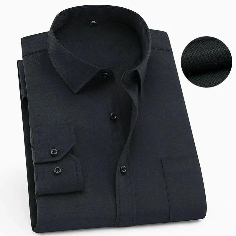 Plus Size Men's Slim Fit Plain Shirts Social Business Casual Long Sleeve Brand Dress Shirts Black Red Daily Office Multi-color