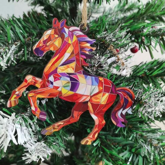 Car Pendant Colorful Horse Design Acrylic Pendant Expressive Silhouette Glossy Finish Fade Resistant Perfect Car Accessory