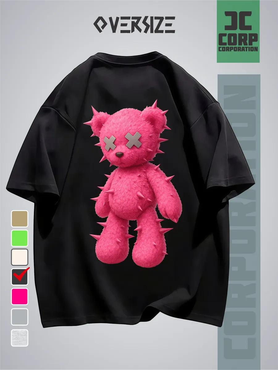 Oversized t-shirt with teddy bear hug y2k print on the back 3XL