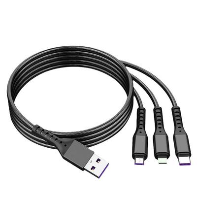 YurKem 3 em 1 66W 6A USB Tipo C Cabo de carregador rápido para iPhone Tipo C Lightning Micro USB Cabo para iPhone Huawei Samsung Xiaomi Cabo de dados