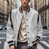 Giacca Cardigan Baseball Uomo Casual Moda Stile Europeo Americano Spazzolato Giuntato Bottone